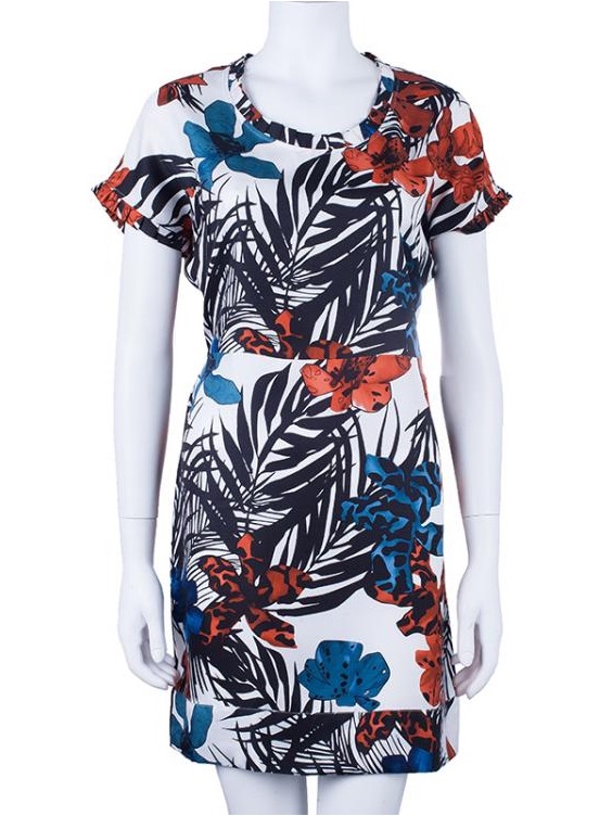 See By Chlo Silk Tropical Floral Ruffle Neck Dress Usa 4